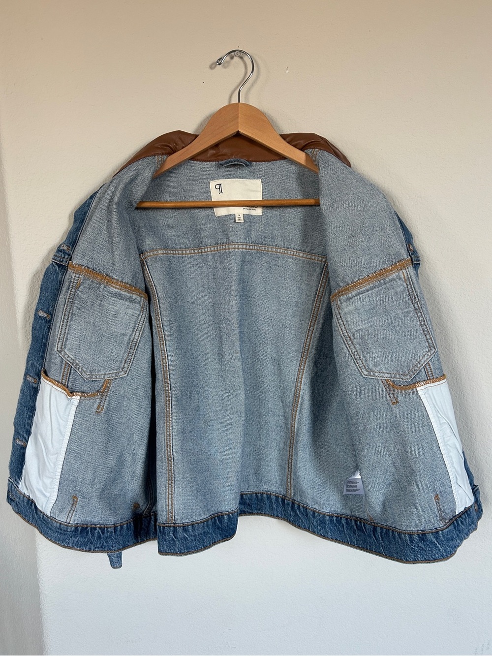 NWOT Pilcro Weston Leather Collar Denim Boyfriend Jacket, Size M - Picture 12 of 14